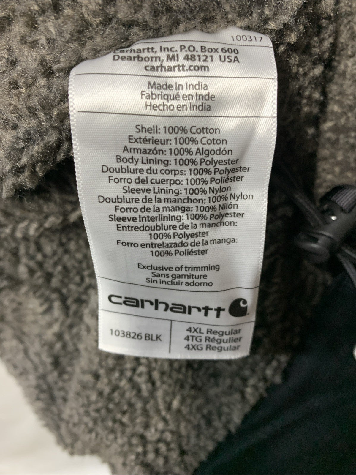 Carhartt Relaxed Fit Sherpa Lined Hooded Utility Jacket OJ3826-M Black Size 4XL