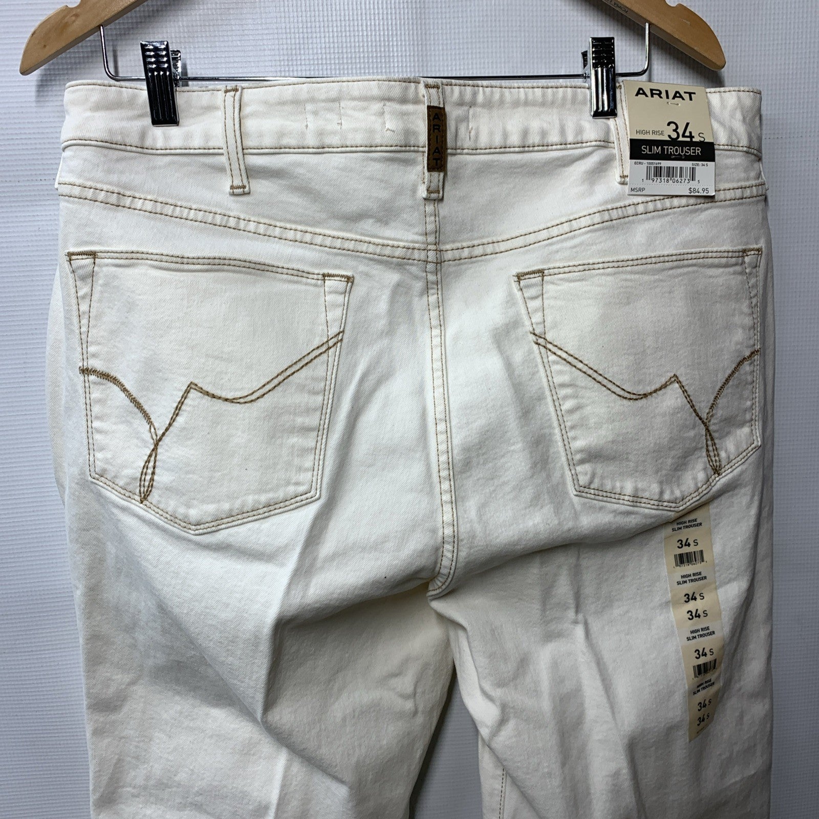 Ariat Larissa Slim Trouser Off White 34S High Rise Jeans Long Pants with Pockets