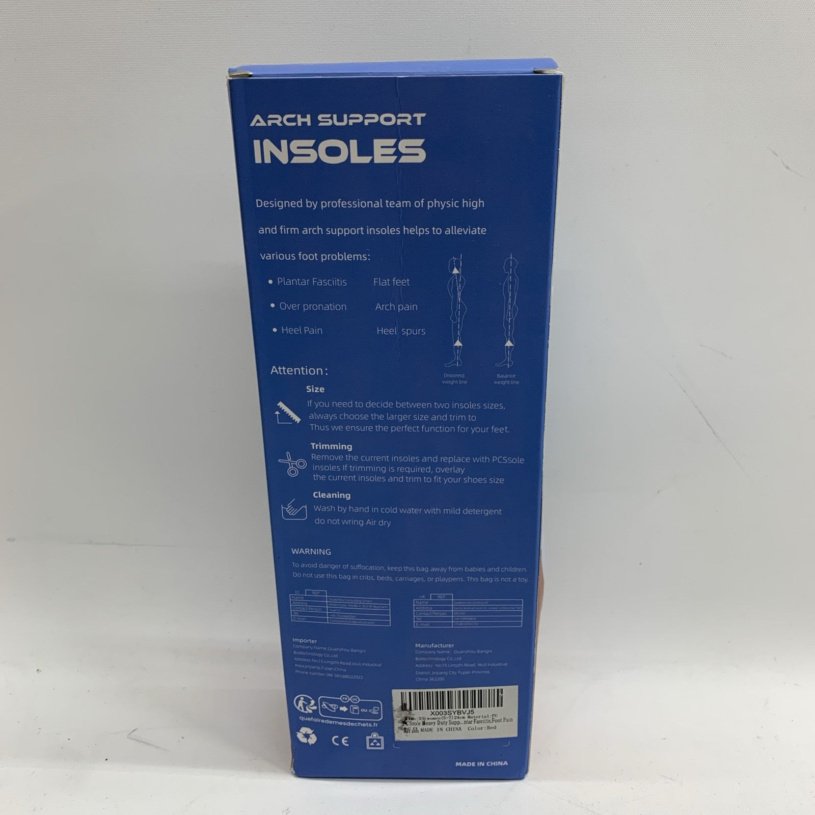 PCSsole Heavy Duty Support Orthotic Insoles 220+ lbs Pain Relief Women Size 5-7