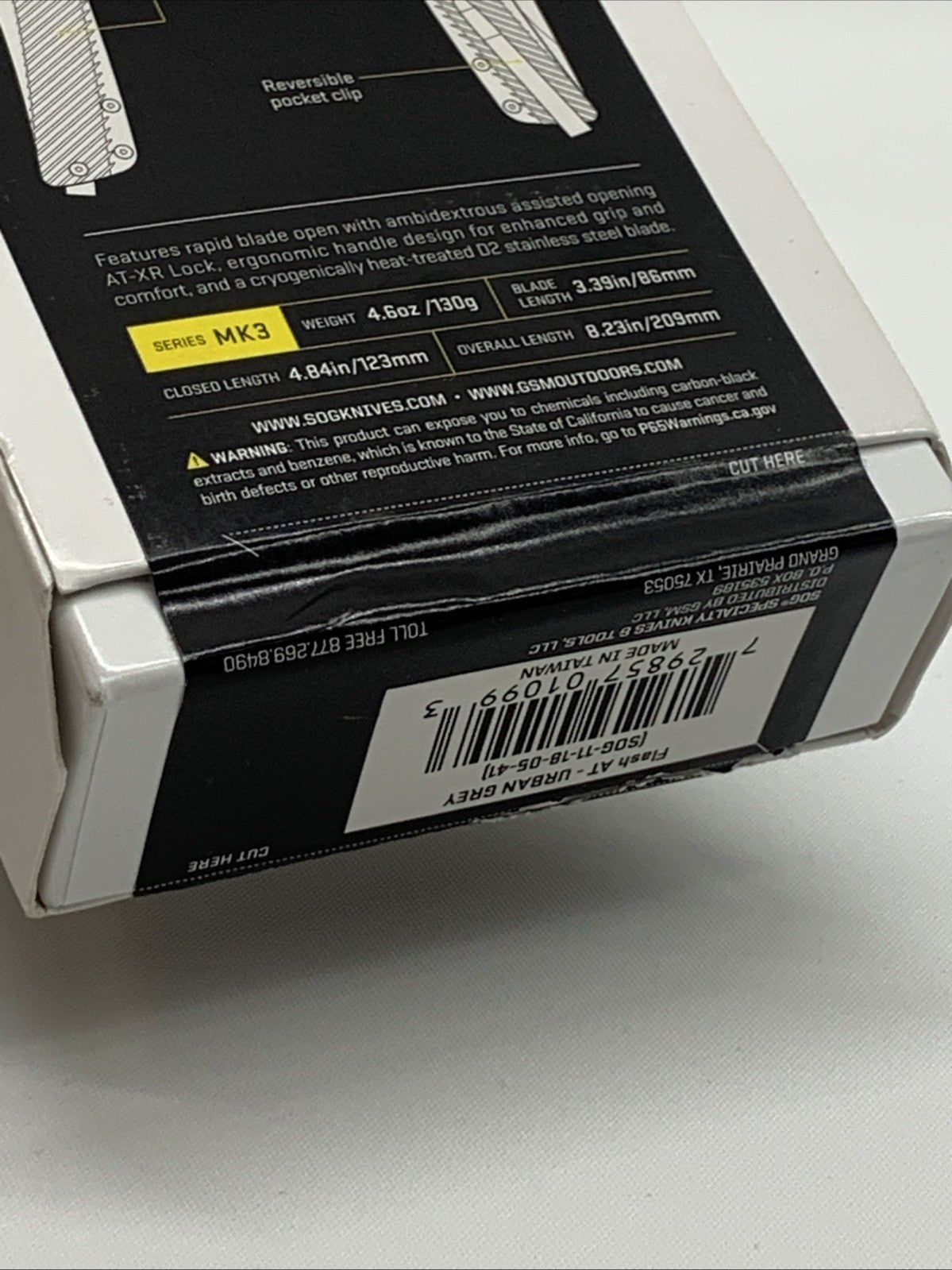 SOG Flash AT Urban Gray Assisted Folding Knife 3.45
