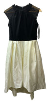 BETSY & ADAM Black Lace Cap Sleeveless Keyhole Midi Formal Hi-Lo Dress Size 6