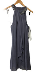 SLNY Womens Beaded Halter Ruffled Sleeveless A-Line Dress Cocktail Party Size 14