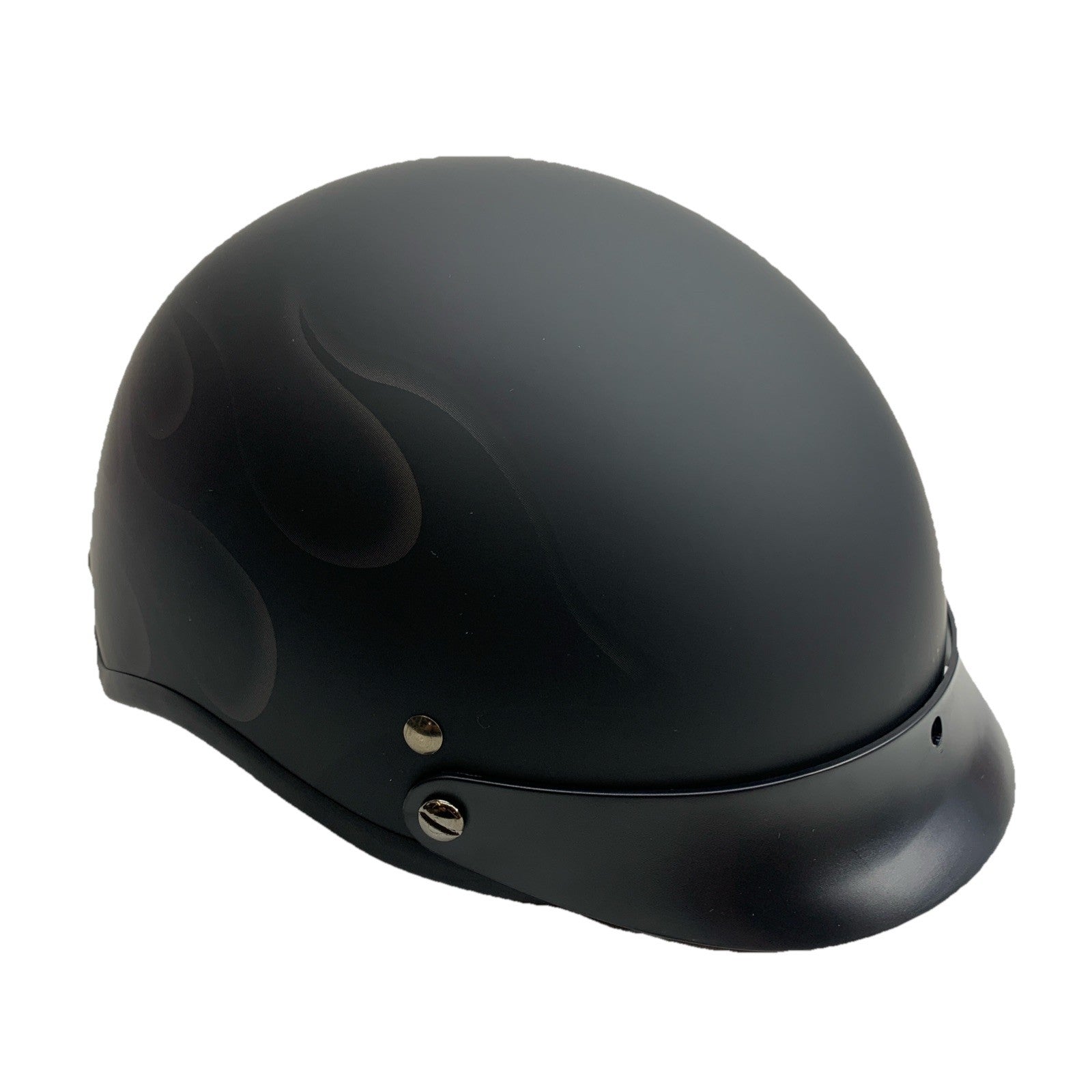 VCAN Cruiser Solid Flat Half Face Motorcycle Helmet Matte Black/Flame Large