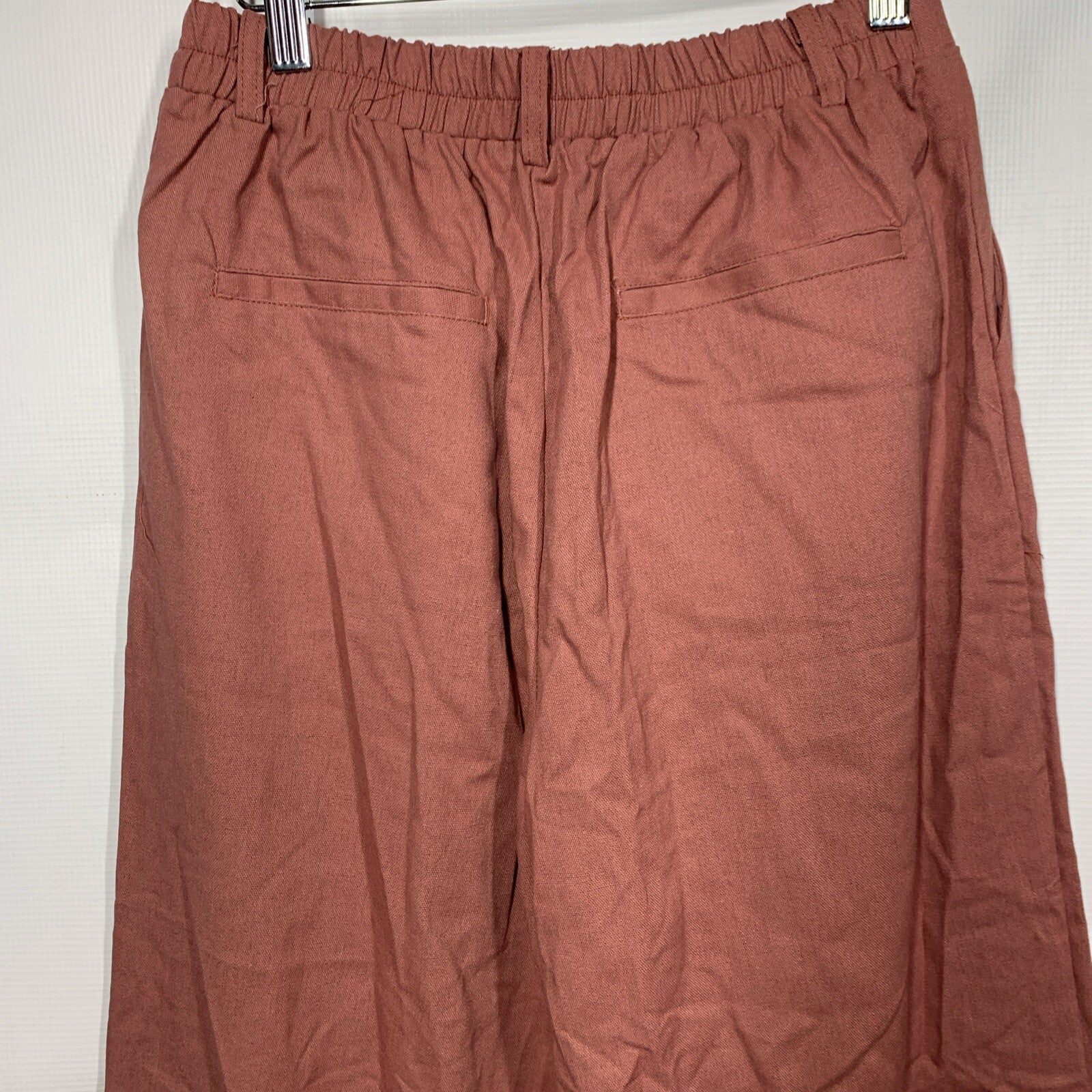 GRACE KARIN Wide Leg Pant for Women Cotton Linen Business Small Pink with Pocket