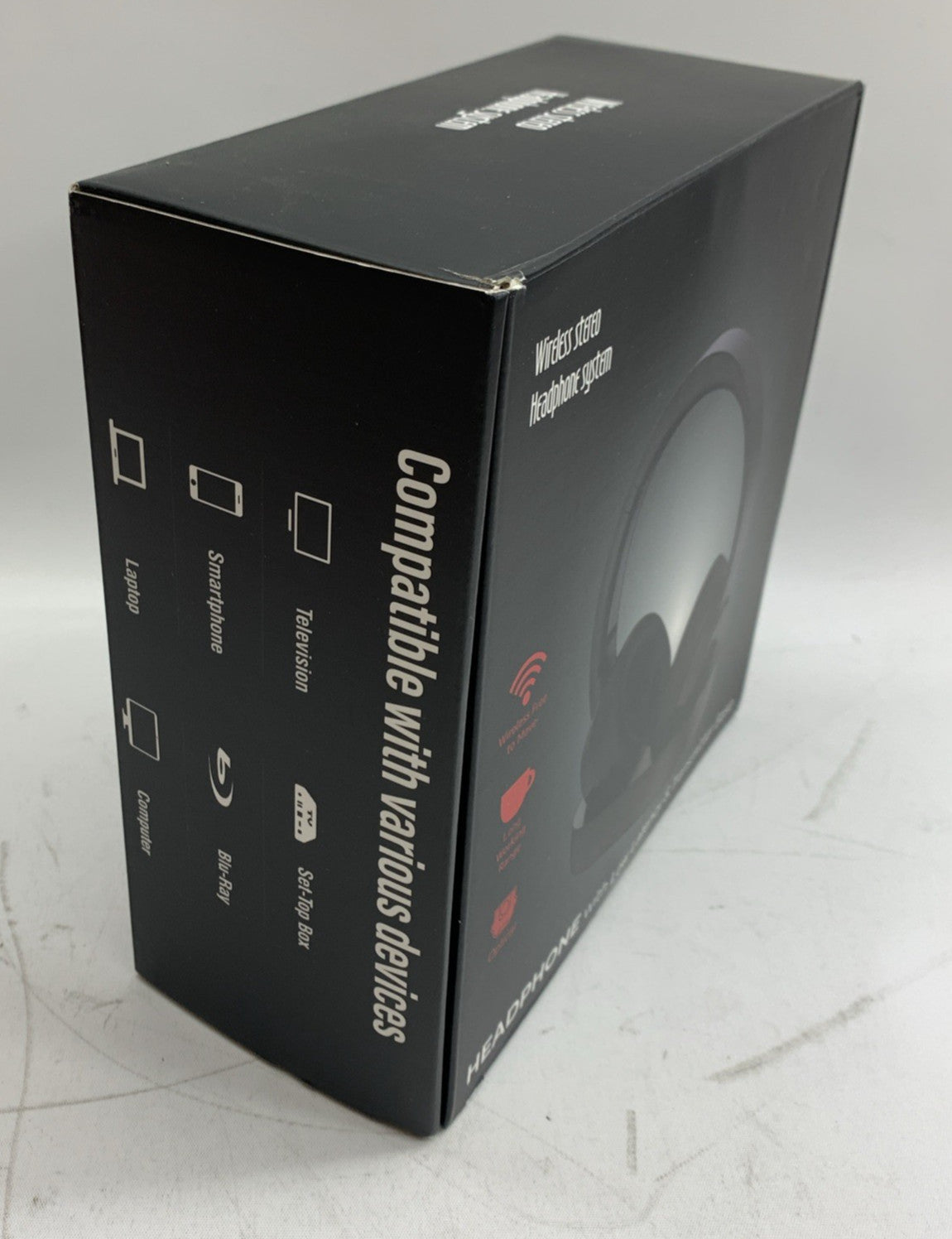 Wireless Headphones Black 4 TV Watching TV with Low Latency & Transmitter Base