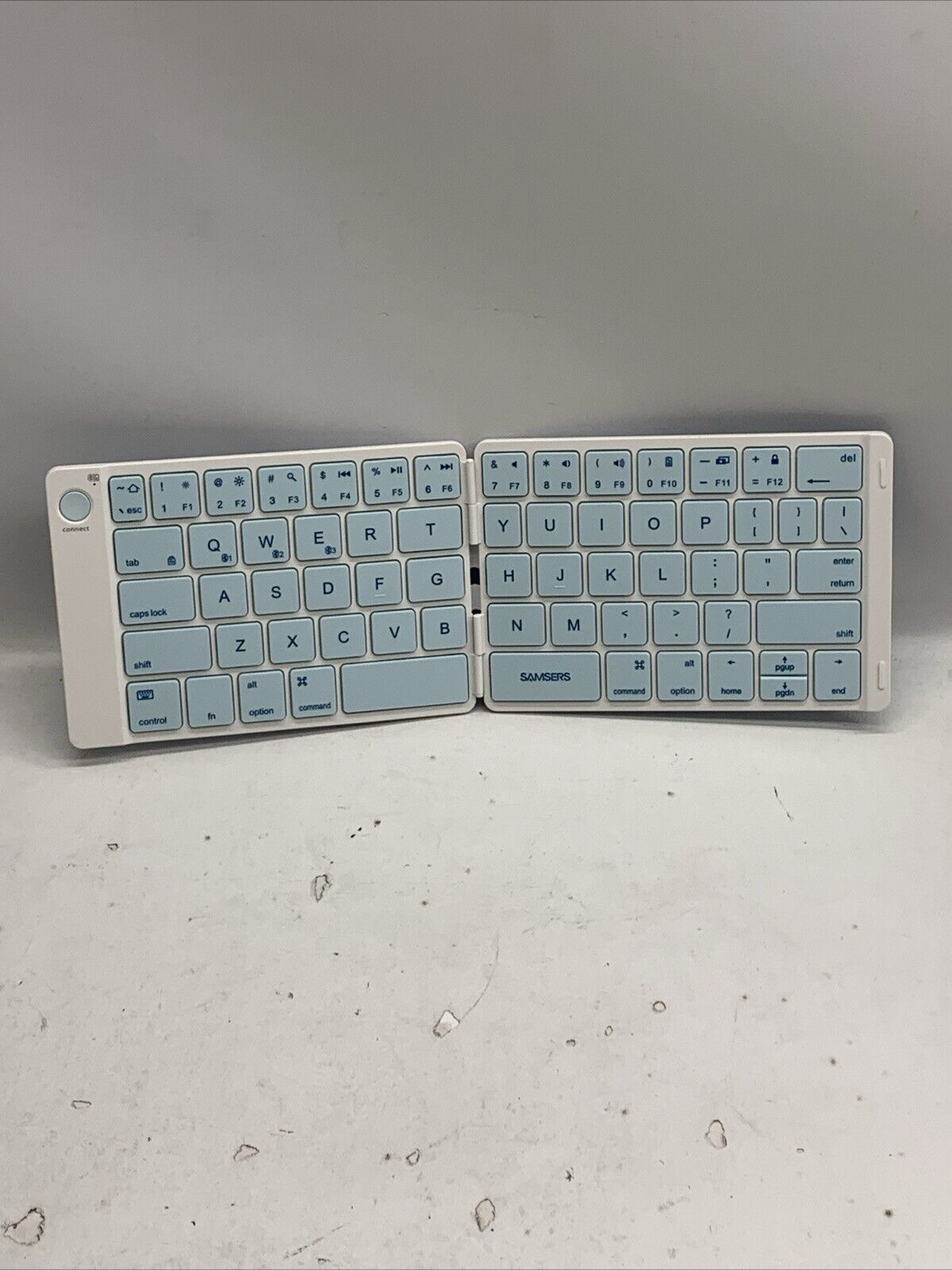 Blue Wireless Keyboard Foldable Pocket Size Bluetooth Portable Ergonomic Compact