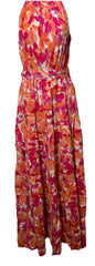 Petal + Pup Caroline Maxi Halter Dress Floral Red Orange Sleeveless Size Small