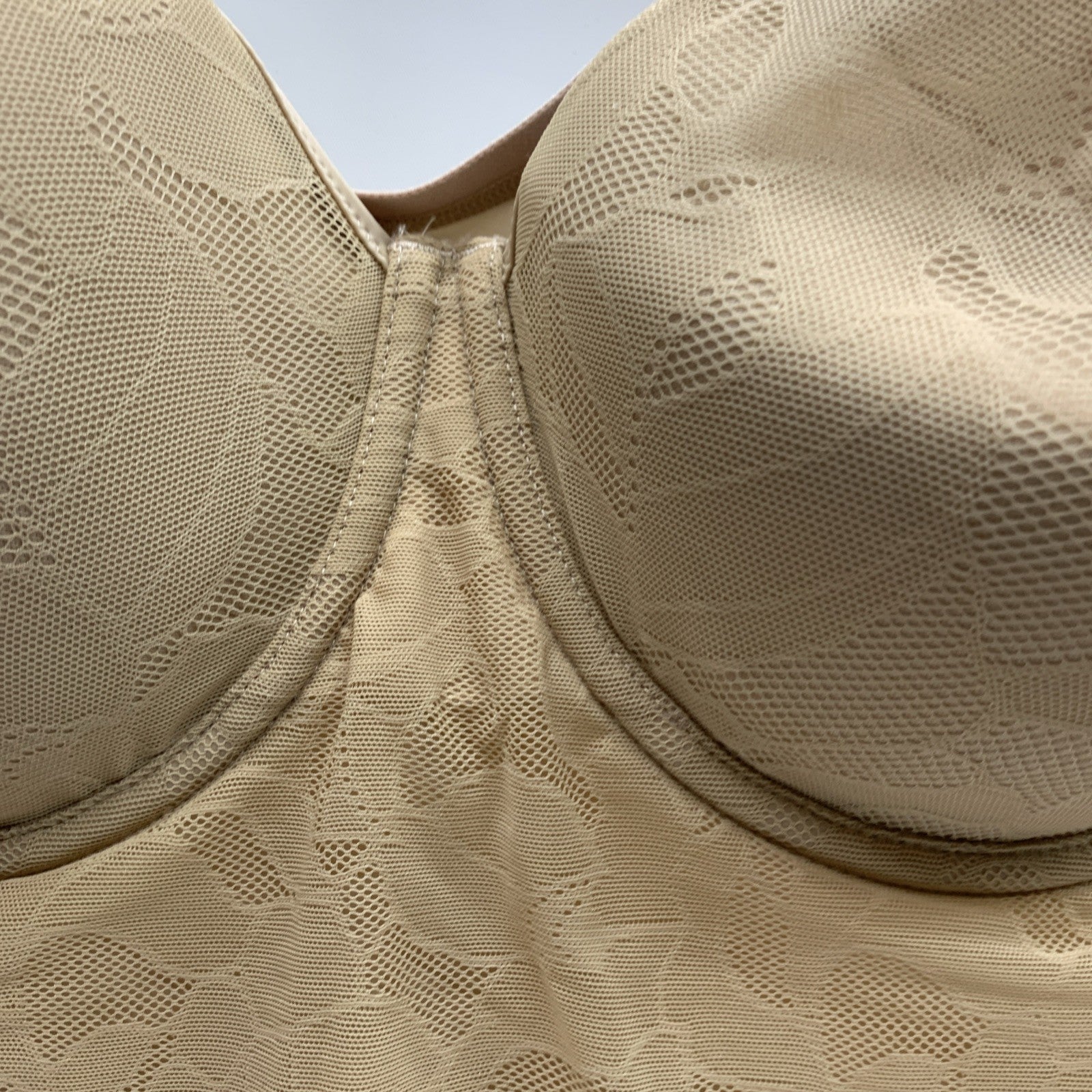 Bali Ultra Light Body Briefer Shaper with firm control, underwire, size 40C, in beige, worn by a woman.