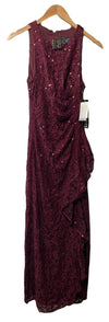 Alex Evenings Women's Long Cascade Ruffle Sleeveless Elegant Evening Size 4P