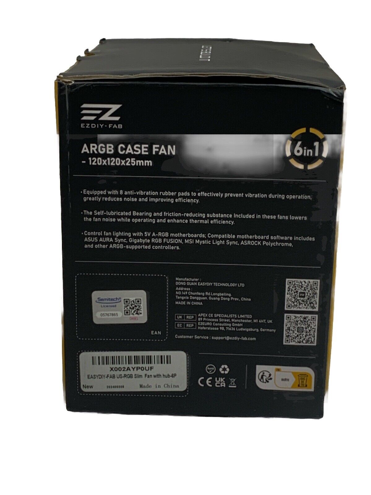 EZDIY-FAB Moonlight 120mm RGB PWM for Desktop Case Fan-6 Fans 120x120x25/mm