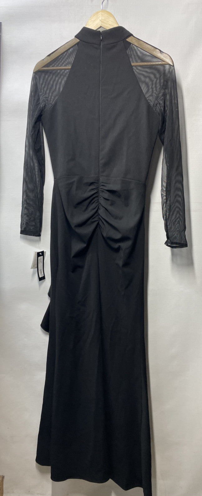 Betsy & Adam Women's Long Sheer Sleeve Mock Neck Stretch Size 6 Black A24881