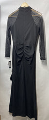 Betsy & Adam Women's Long Sheer Sleeve Mock Neck Stretch Size 6 Black A24881