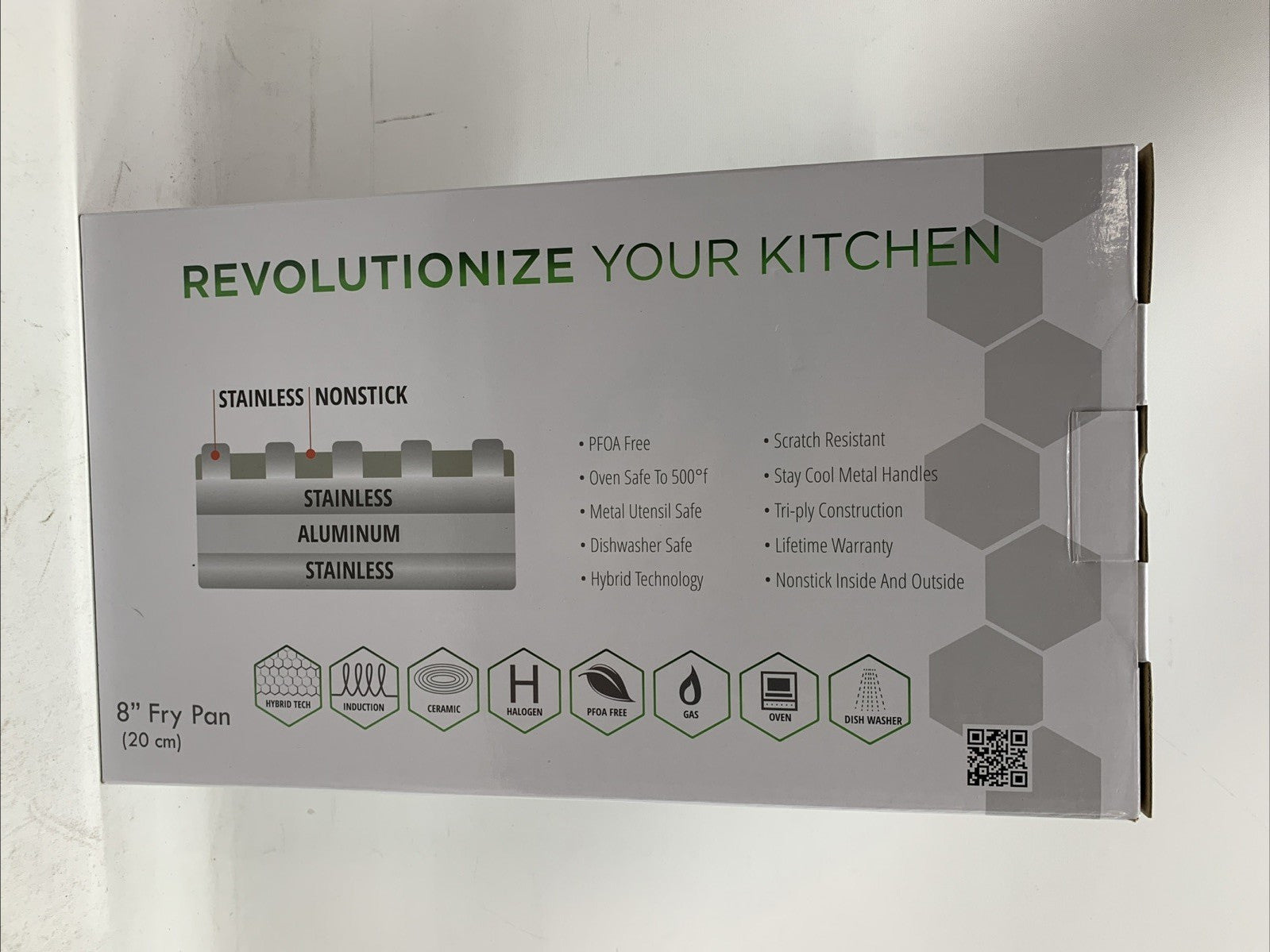 HexClad Hybrid 8in Cookware Frying Pan Dishwasher-safe with Cooking Lid - USED