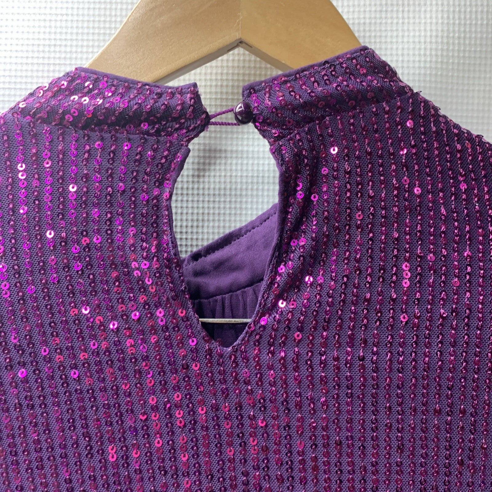 Grace Karin Women's Medium Purple Sequin Long Sleeve Pullover Blouse Sparkly