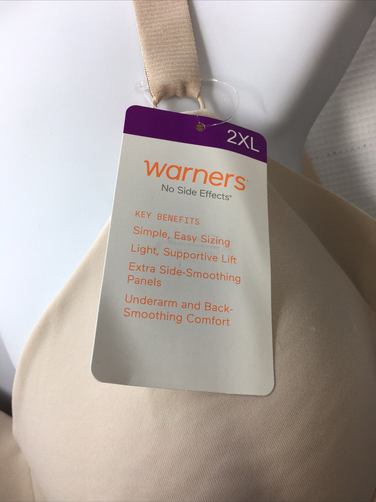 Warner's Sz 2XL No Side Effects Back Smoothing Wireless Lift T-Shirt Bra RN2231A