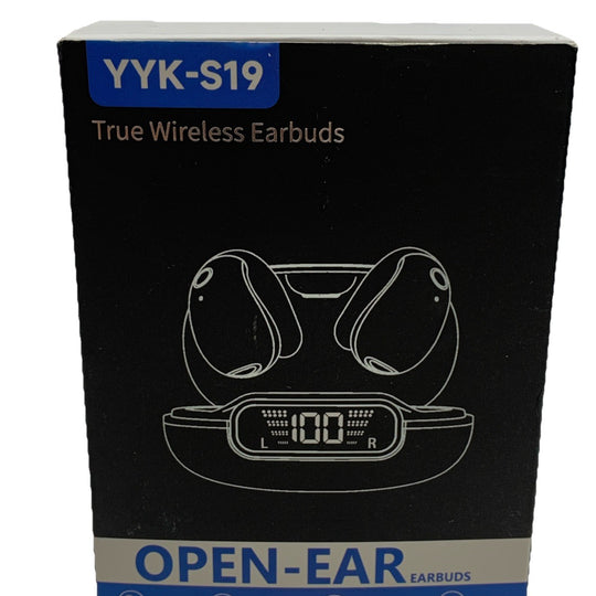 Open Ear Clip On Headphones Bluetooth 5.3 Wireless Earbuds YYK-S19 4HD Mic White