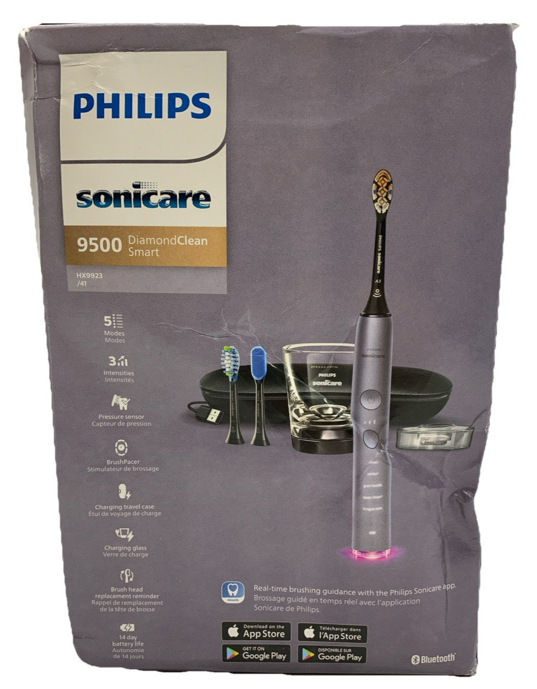 Philips Sonicare DiamondClean Smart 9500 Electric Toothbrush, Grey DiamondClean