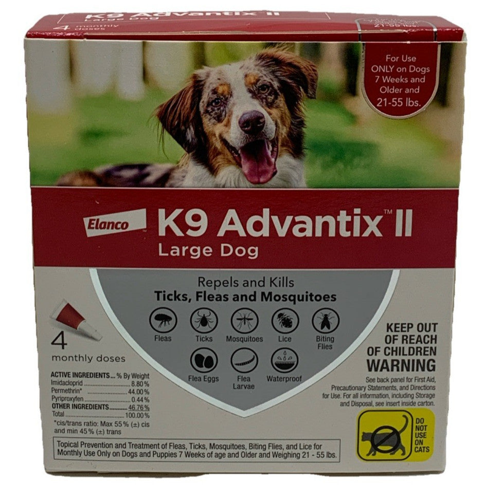 Elanco K9 Advantix II Ticks Treatment for Dog Large Dog 21-55lb 4 Monthly Doses