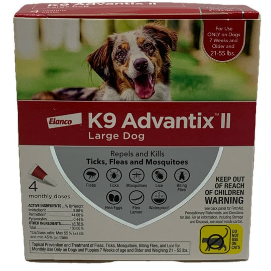 Elanco K9 Advantix II Ticks Treatment for Dog Large Dog 21-55lb 4 Monthly Doses