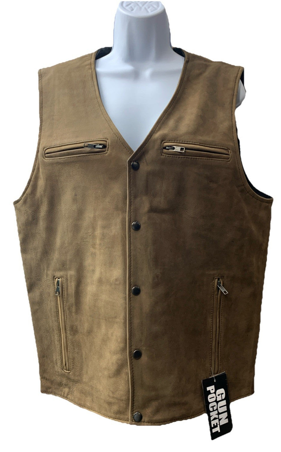 Mens Gambler Snap Vintage Crazy Horse Antiqe Motorcycle Leather Vest Size Medium