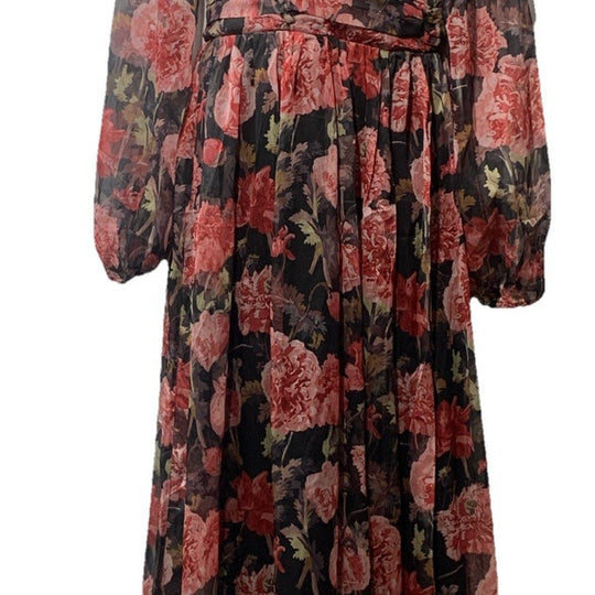 Lulus Pearl Women's Maxi Dress Long Sleeve Cocktail Dress Medium Burgundy Floral