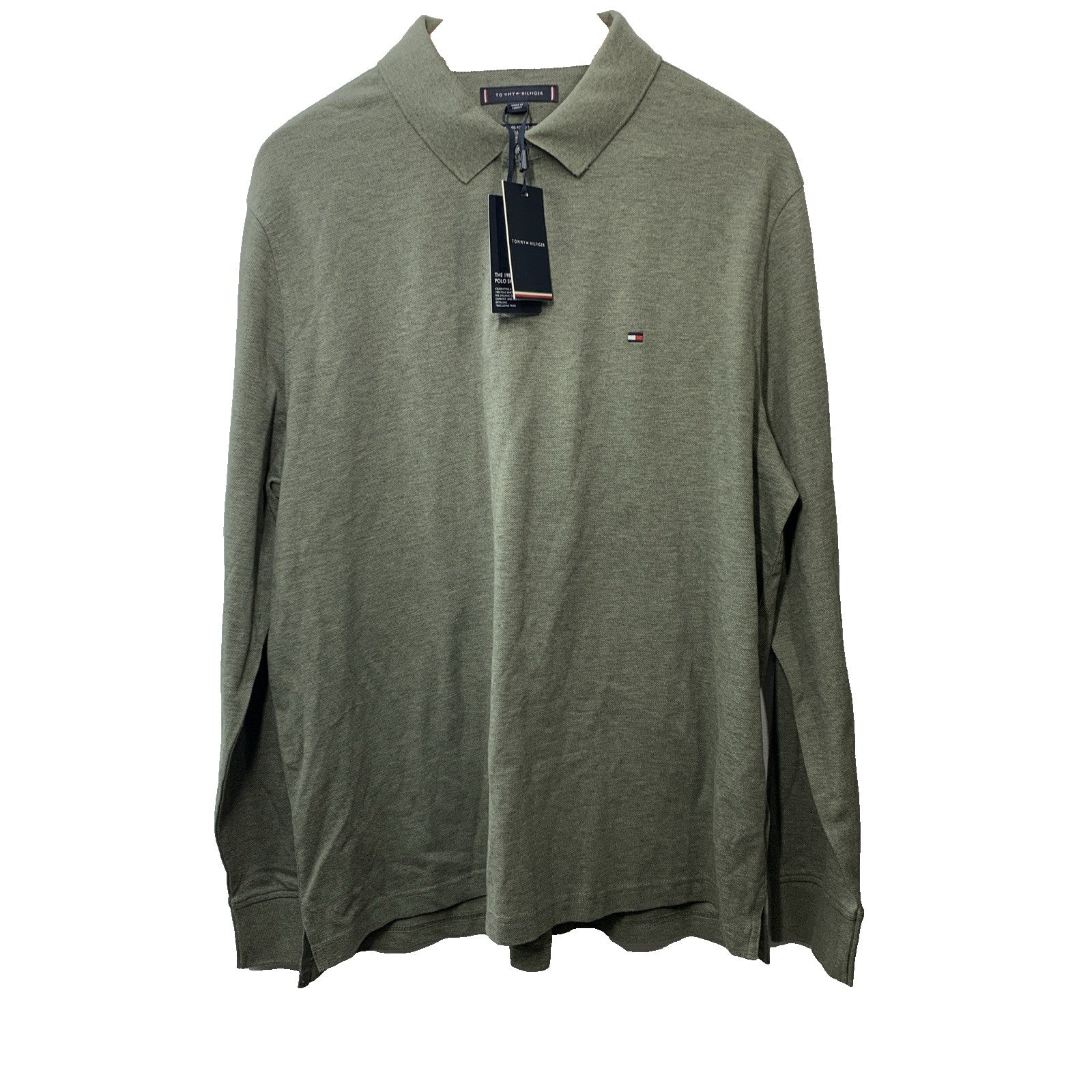 Tommy Hilfiger Long Sleeve Polo Shirt Collar Men's Regular Fit 1985 Green XXL