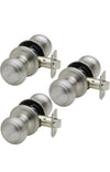 Door Knobs Round Colonial Passage Handle Interior Door Knob for Hallway - 3 Pack