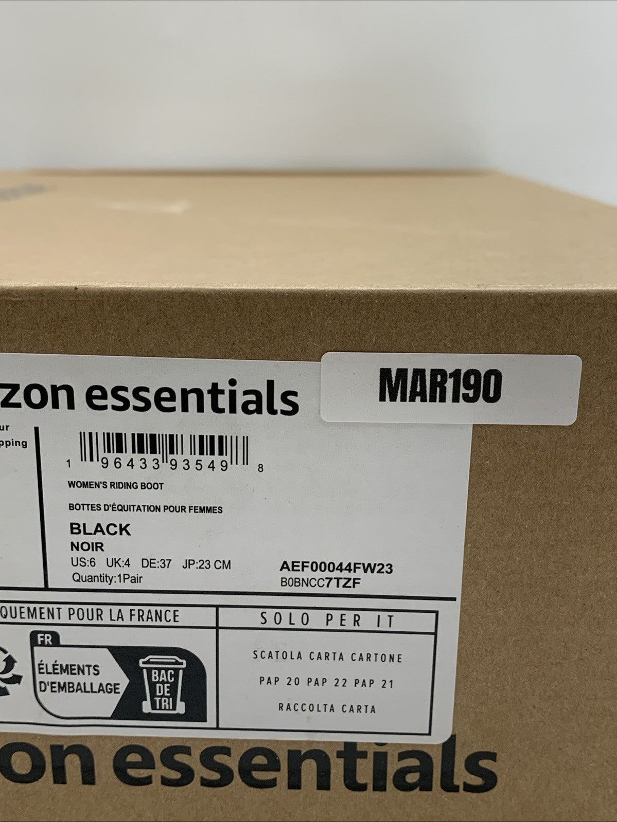 Amazon Essentials Women’s Riding Boots Size 6 Knee High Black Modern Round Toe
