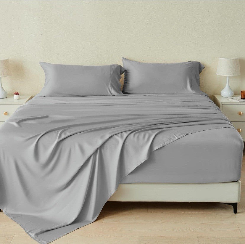 King Size Bamboo Sheets 4 Piece Sheet Set - 100% Rayon from Bamboo, Cooling Grey