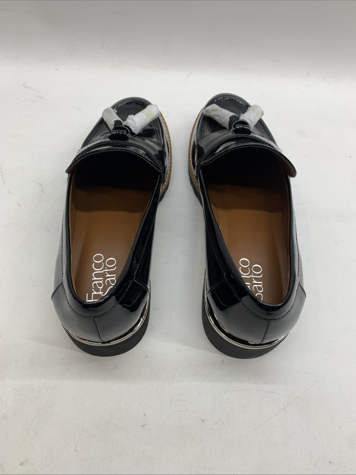 Franco Sarto Womens L-Carolynn Loafer Size 9.5 W Black Patent Platform Shoe