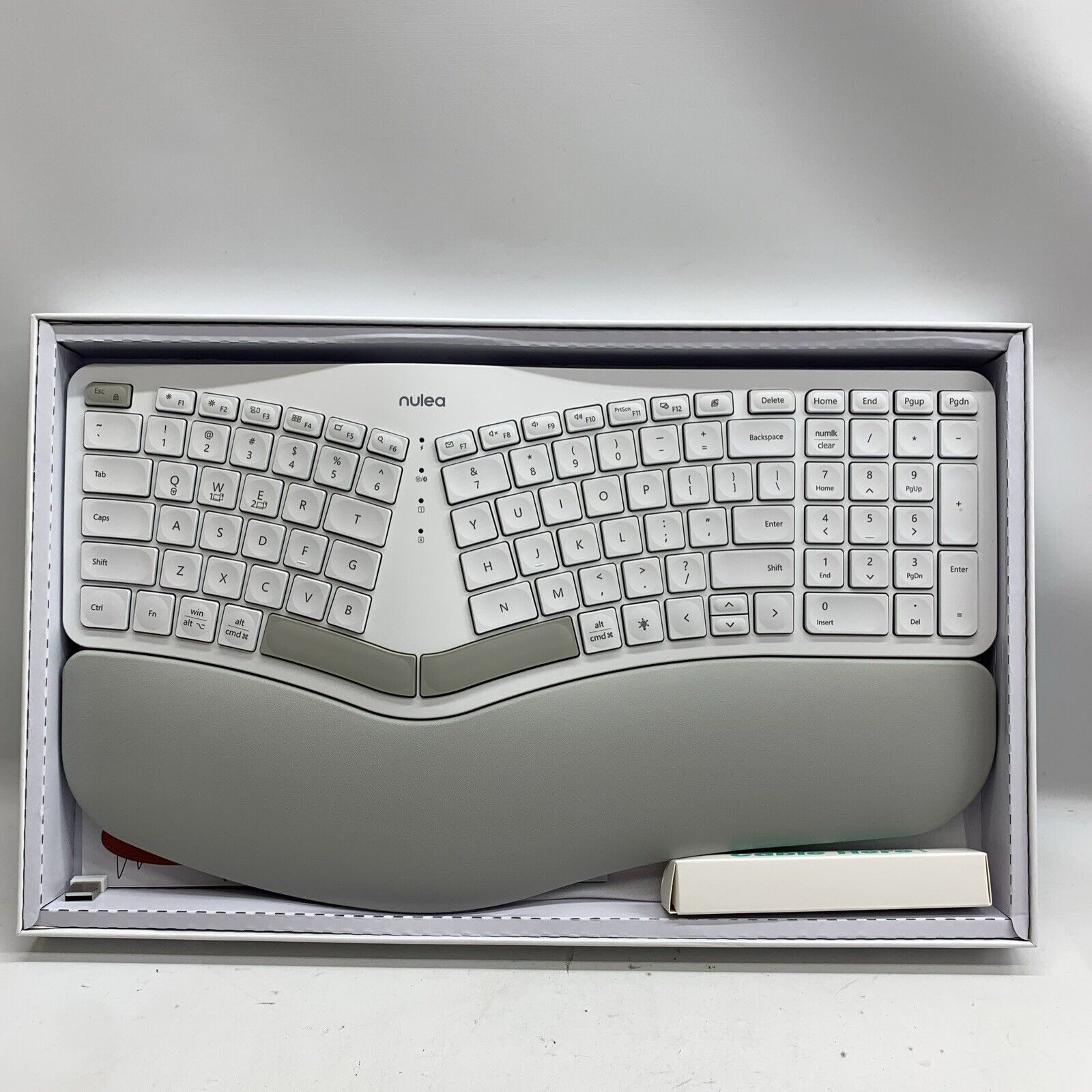 Nulea Ergonomic White 2.4G Wireless/Bluetooth Keyboard RT05 QWERTY Ergonomic
