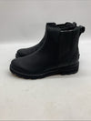 Sorel Emelie Chelsea Boots Leather Booties Waterproof Black NL3696-010 Size 8