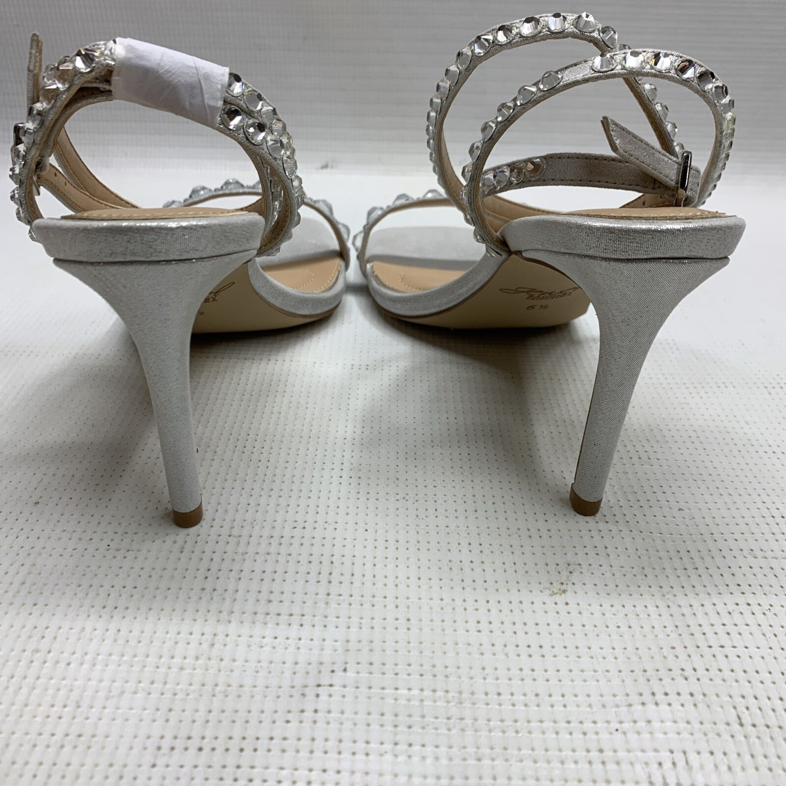 Jewel Badgley Mischka Hosana Stiletto with Gemstone-Studded Wraparound Strap 6.5