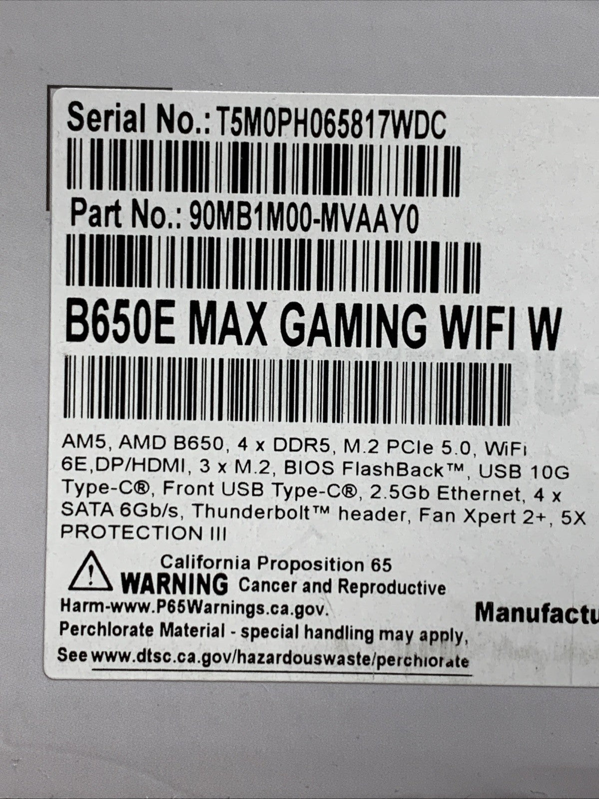 ASUS B650E MAX Motherboard GAMING WIFI W - AMD B650 AM5, PCIe 5.0, ATX  White