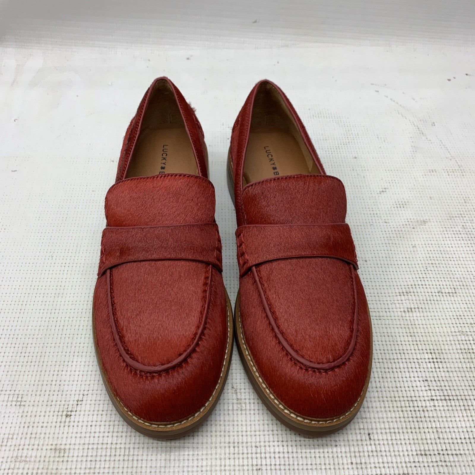 Lucky Brand Bossa Nova Red Calf Hair Size 7.5M Slip-on Loafer Shoes LK-SALIMA2
