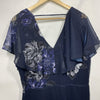 City Chic Plus Size Navy Floral Chiffon Romantic Ruffle Maxi Dress Size 18 V-nec
