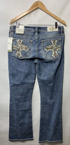 Miss Me Women’s Cross Embellished Pockets Mid-Rise Bootcut Jeans Size 31x32
