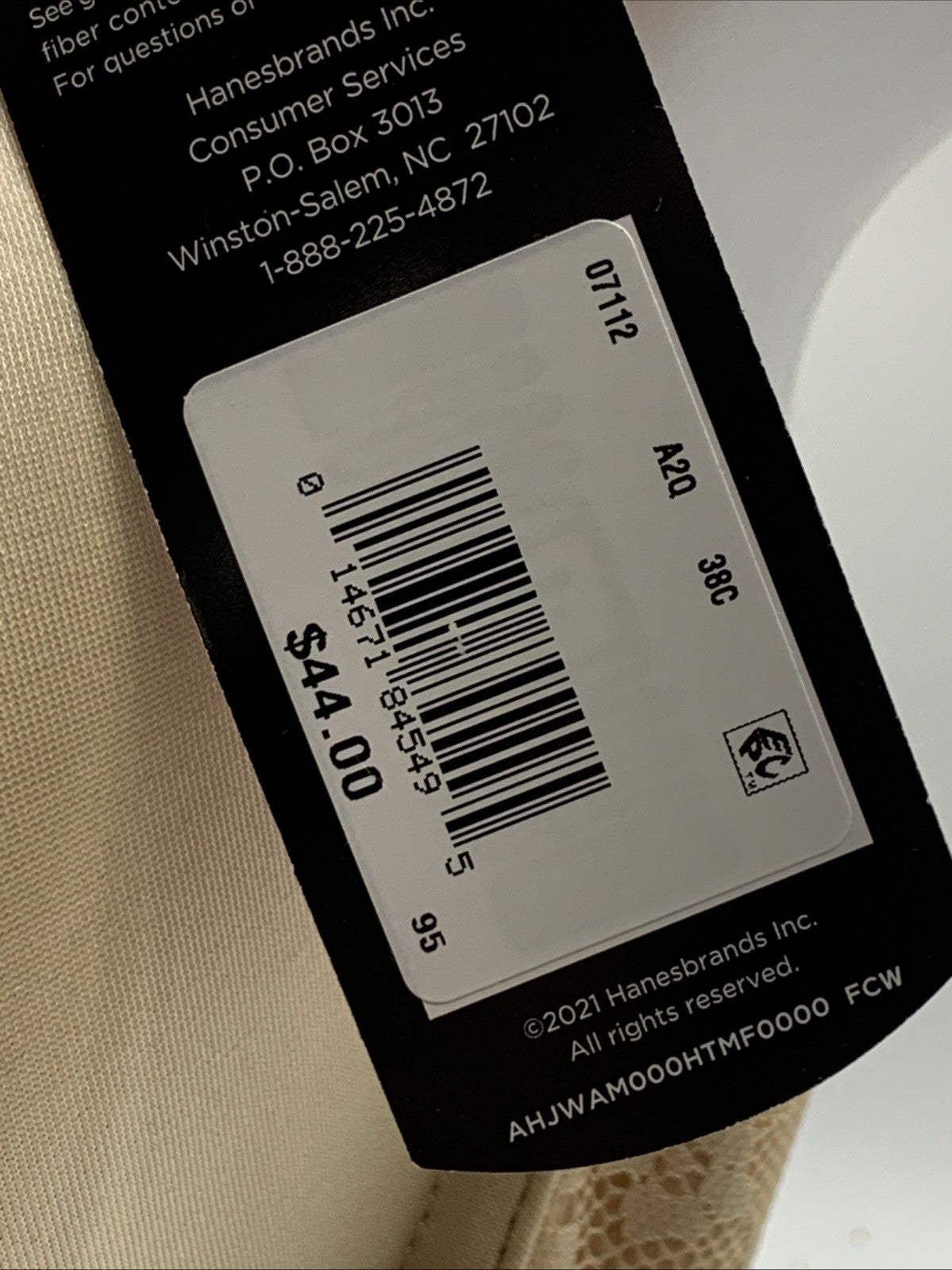 Maidenform One Fab Fit Full Coverage Racerback Underwired Bra 38C Beige 07112