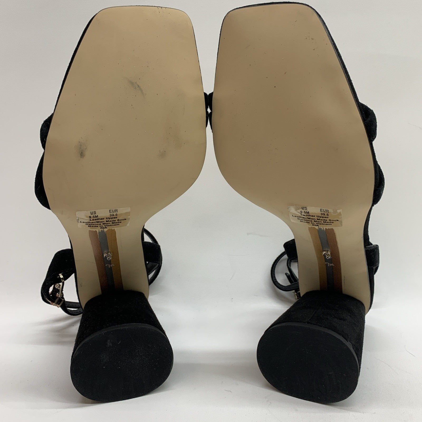 SAM EDELMAN Women's Size 9.5 Kia Sculptural Heel Ankle Strap Sandals Black Suede