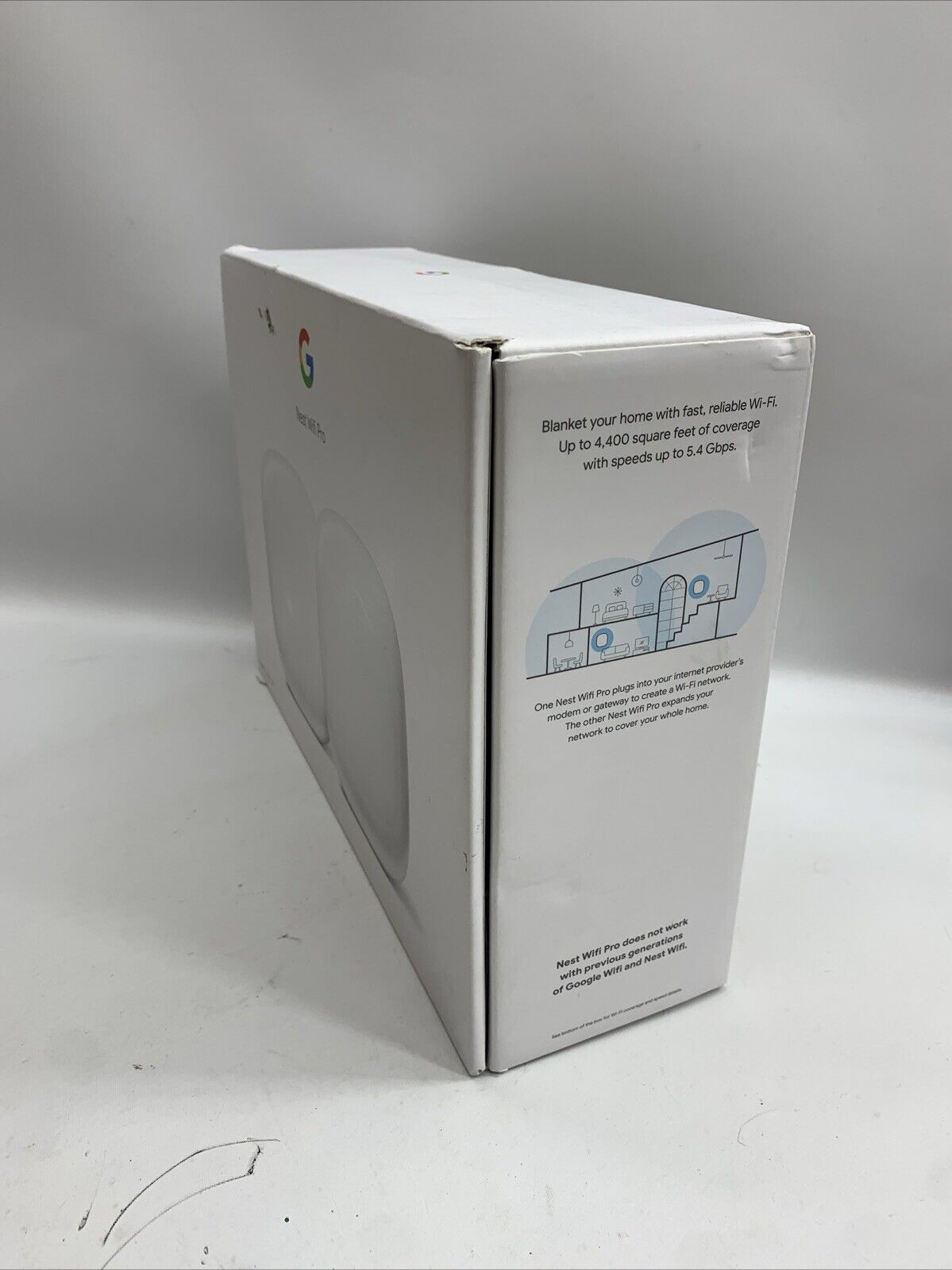 Google Nest Wifi Pro Wi-Fi 6E Router Mesh System Snow White GA03689-US (2-Pack)