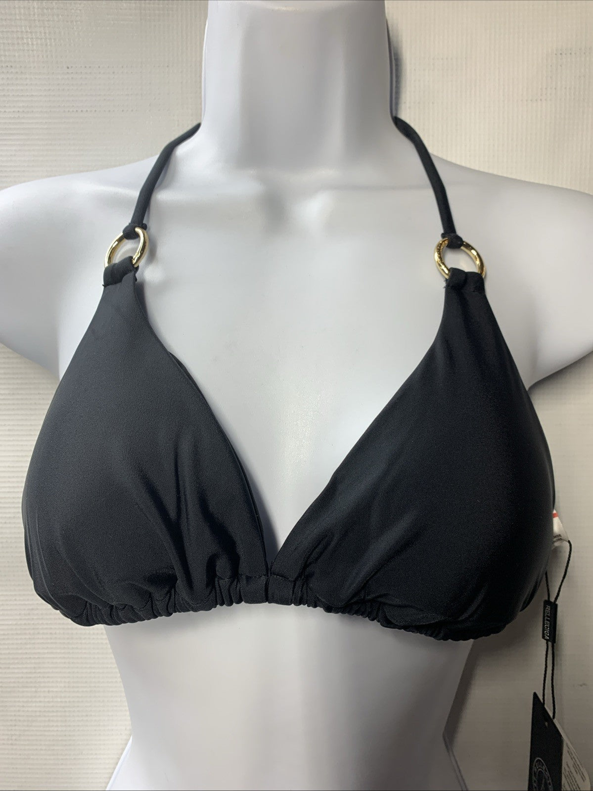 RELLECIGA Women's Triangle Bikini Set Black Small 2 Piece Swimwear Drawstring