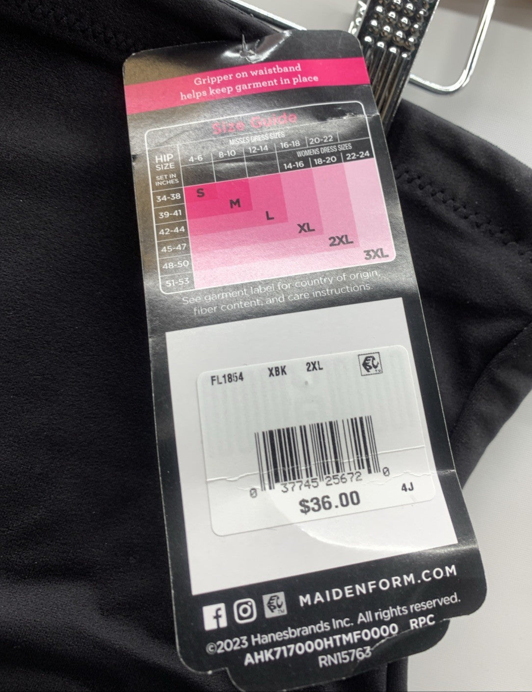 Maidenform Black Tummy Control Shaper Girdle High Waist Panty Size 2XL Underwear