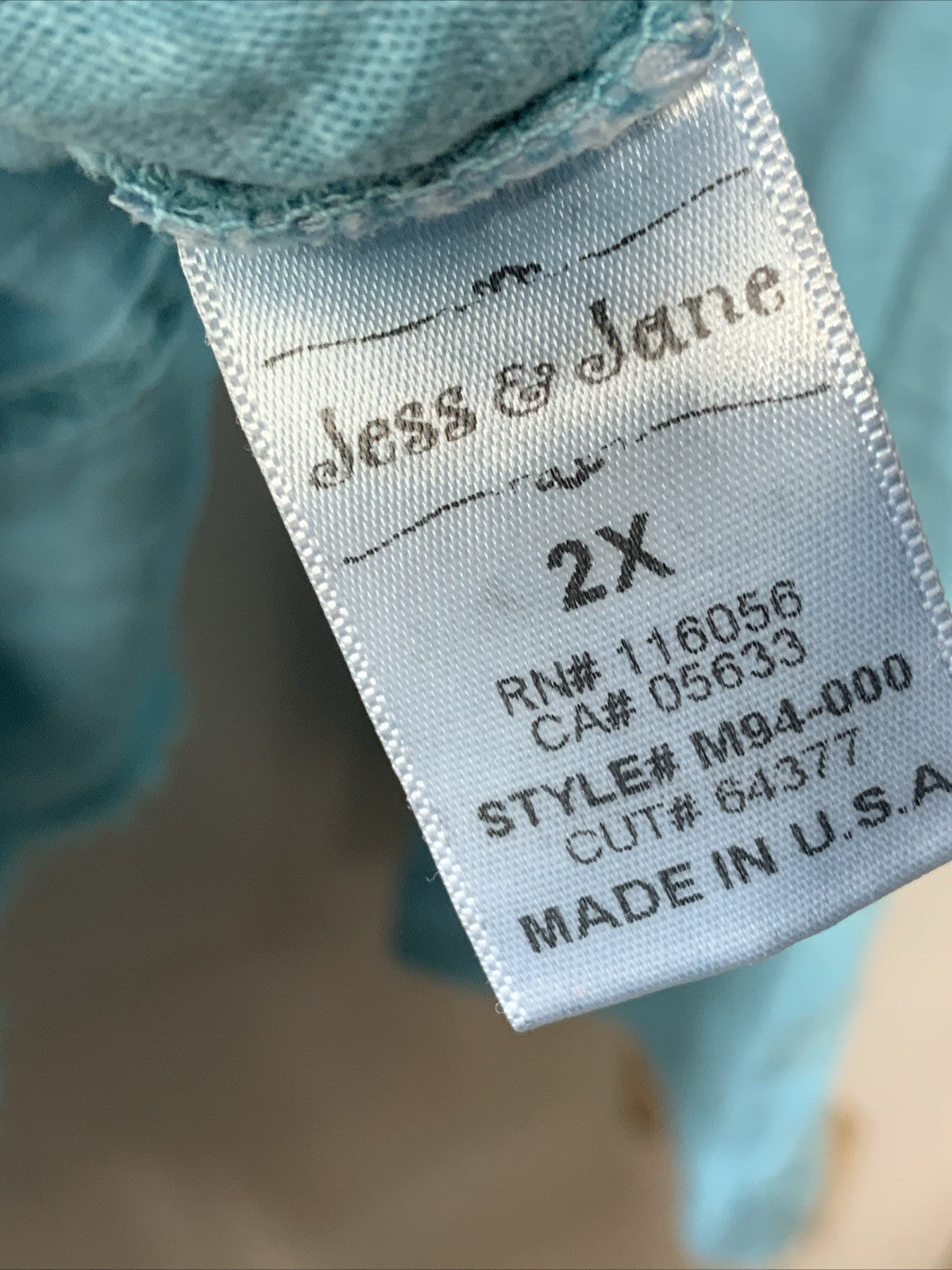Jess & Jane Mineral Washed Tunic Top Shirt M94 Size 2X Long Sleeve M94-1933