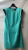 Donna Morgan Womens Teal Green Extended Shoulder Cap Sleeve Sheath Dress Size 12