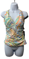 La Blanca Women's V-Neck Halter Tankini Swimsuit Top Swimwear LB5RG84 Size 8