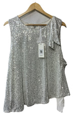 GRACE KARIN Women 2024 Sequin Tank Tops Dressy Sparkle Shimmer Size 2XL White