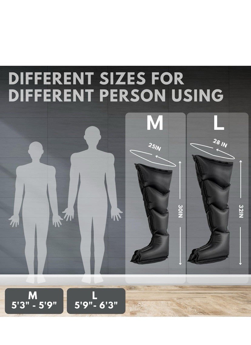 Air Compression Leg Massager, Cordless Recovery Boots for Circulation, Pain Sz M