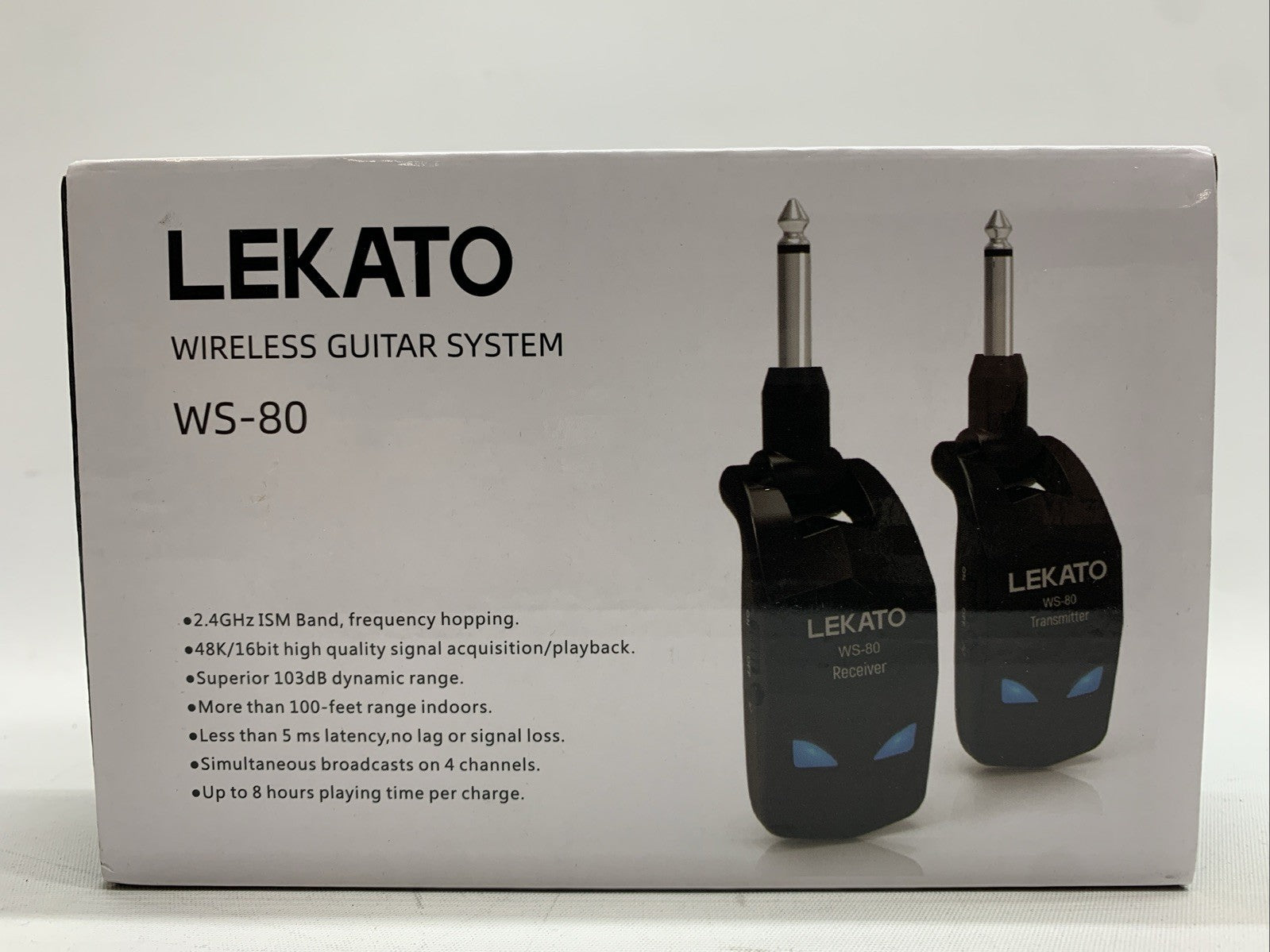 LEKATO 2.4Ghz Wireless Guitar System with 4 Channels Wireless Transmitter Rec