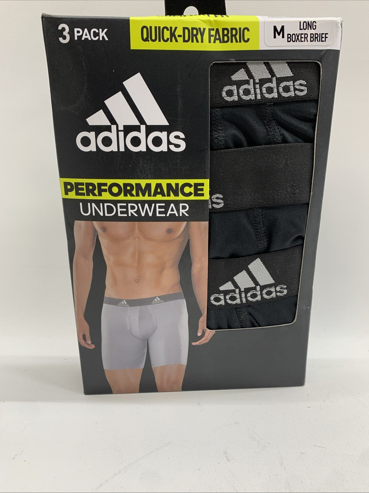 adidas Men's Performance Long Boxer Brief Underwear (3 Pack) Size Medium 32-34