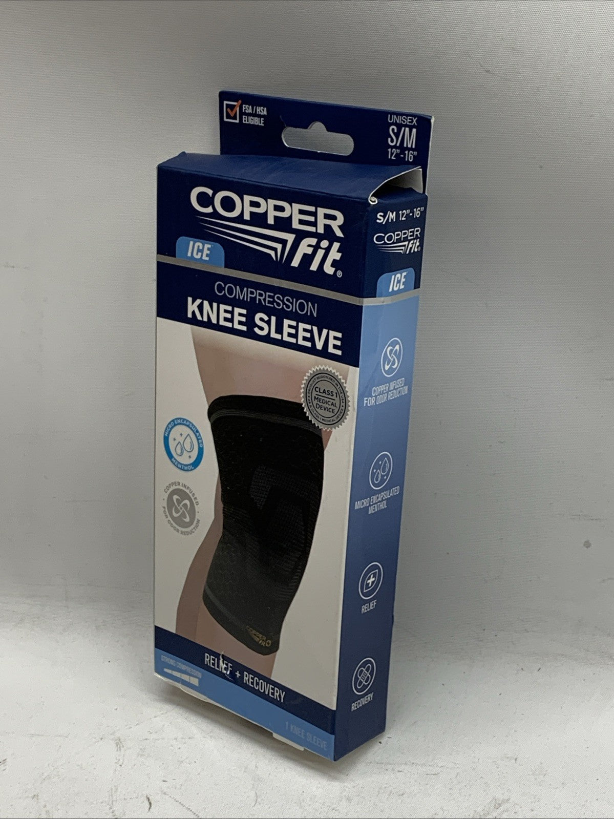 Copper Fit Ice Menthol Infused Breathable Knit Compression Knee Sleeve S/M